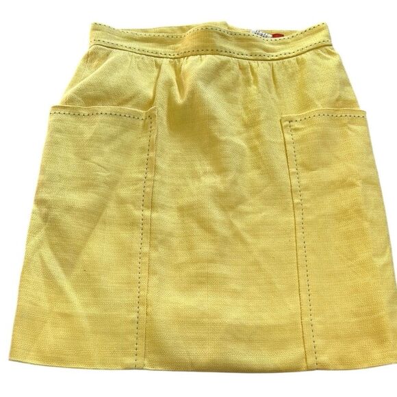 Anthropologie Cartonnier Yellow with large hip pockets skirt size 12 - Picture 3 of 11
